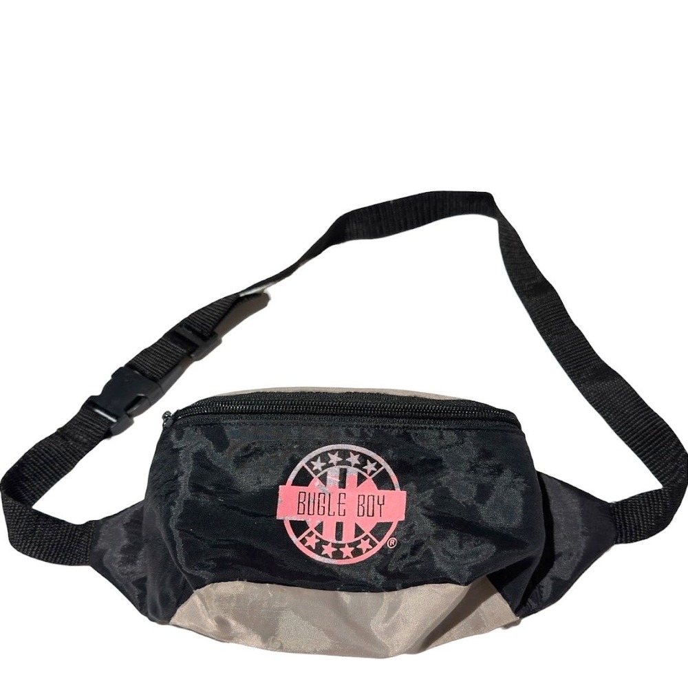 Bugle Boy Fanny Pack Waist Bag Mens Black Tan Vintage 90s Retro Gorpcore Tech